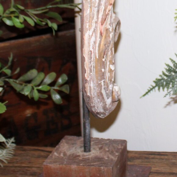 Chippy VTG 16" Rustic Wood & Iron Architectural Salvage Relic Statuary Finial - Picture 7 of 11